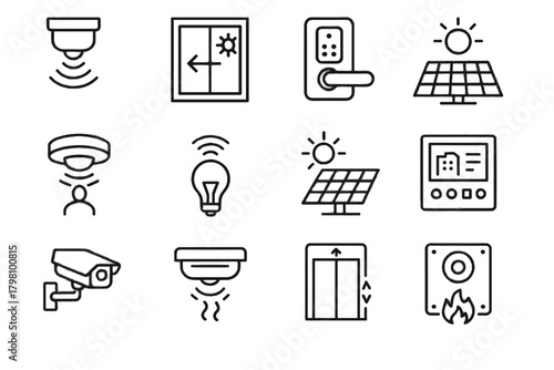 System vector control security icon detector fire building smart camera hvac