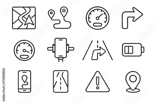 Smartphone app alert mount turn icons vector navigation display gps traffic scooter