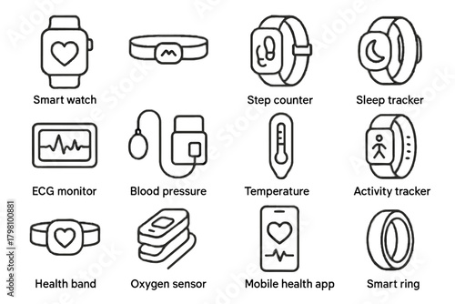Step rate ring health icon mobile activity sleep vector patch wearable