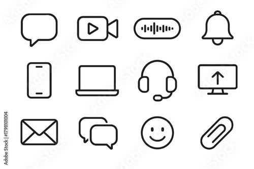 Bubble communication mobile video icons grid screen laptop call icon vector file