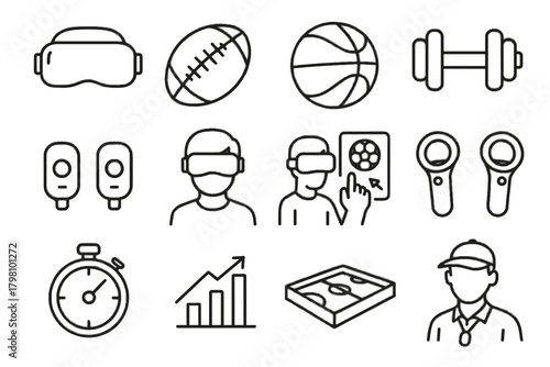 Icon dumbbells hand vr interactive vector coach sports football avatar motion