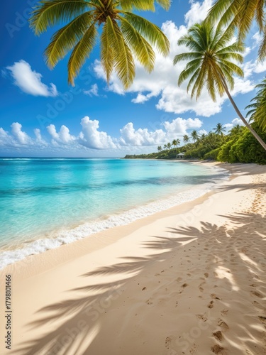 Wallpaper Mural Tropical Paradise: Stunning Beach Scene with Palm Trees, Turquoise Water, and a Bright Blue Sky - Perfect for Travel Inspiration Torontodigital.ca