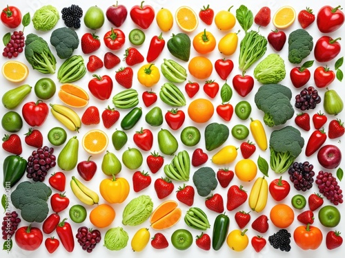 Vibrant Array of Fresh Fruits and Vegetables: A Colorful Harvest of Healthy Foods
