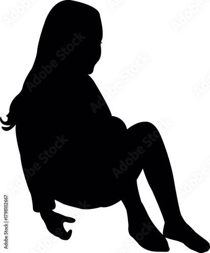a girl sitting body silhouette vector