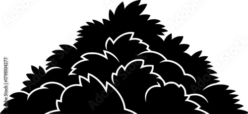 The silhouette of a large pile of leaves creates an iconic on white
