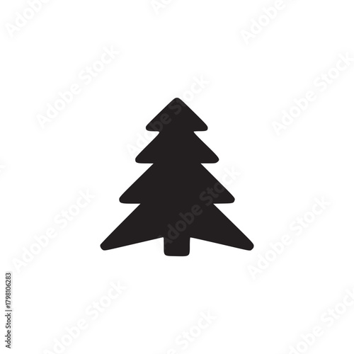 A simple black silhouette of a christmas tree on a white background in a minimalist style image design