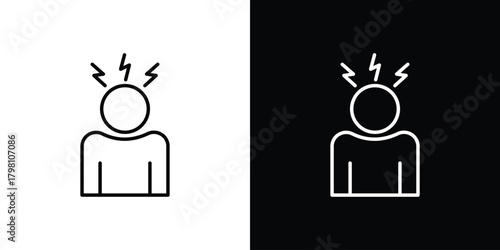 Anxiety icons vector.Editable stroke.linear style sign
