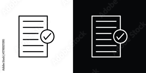 Approved document icons vector.Editable stroke.linear style sign