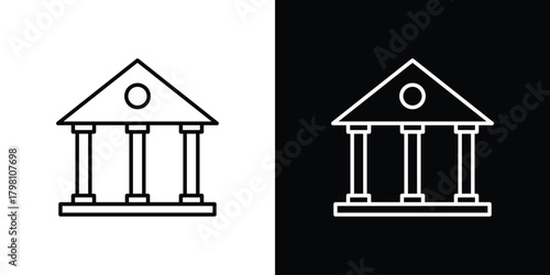 Bank icons vector.Editable stroke.linear style sign