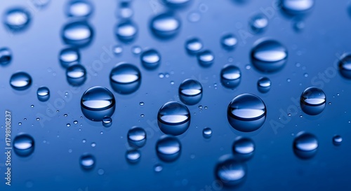 Macro view of water droplets on surface
