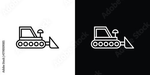 Bulldozer icons vector.Editable stroke.linear style sign