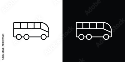 Bus icons vector.Editable stroke.linear style sign