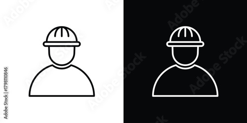 Construction worker icons vector.Editable stroke.linear style sign