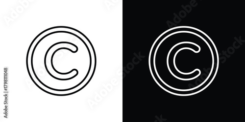 Copyright icons vector.Editable stroke.linear style sign