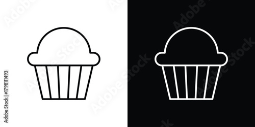 Cupcake icons vector.Editable stroke.linear style sign