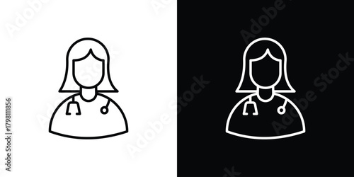 Doctor icons vector.Editable stroke.linear style sign
