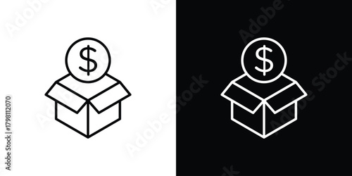 Donation box icons vector.Editable stroke.linear style sign