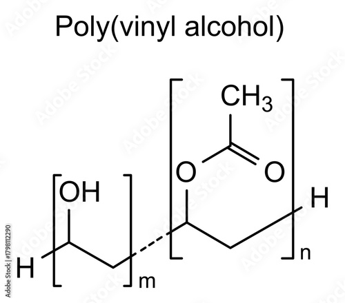 Polyvinyl alcohol, chemical structure of polyvinyl alcohol, drug substance