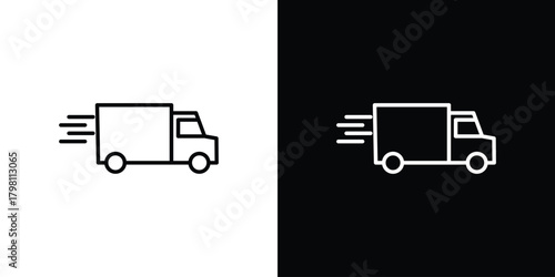 Fast shipping delivery truck icons vector.Editable stroke.linear style sign