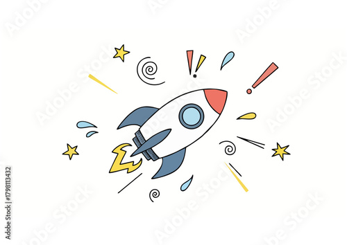 Black silhouette of a rocket on white background for space and exploration concept
