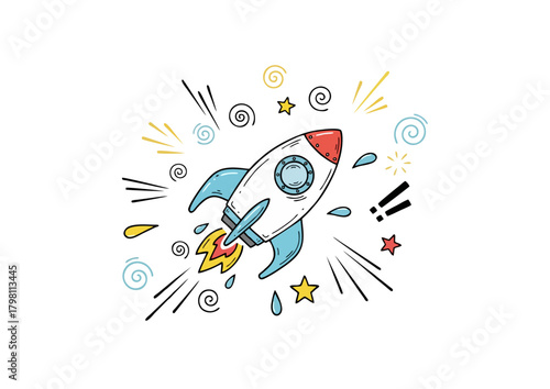 Black silhouette of a rocket on white background for space and exploration concept
