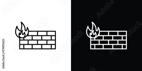 Firewall icons vector.Editable stroke.linear style sign