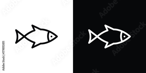 Fish icons vector.Editable stroke.linear style sign