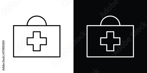 First aid kit icons vector.Editable stroke.linear style sign