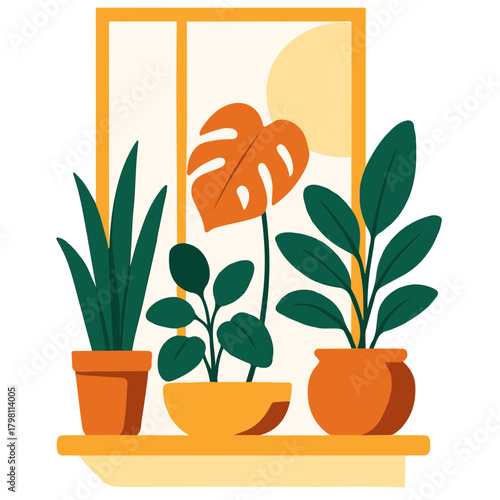 Indoor Houseplants on Windowsill