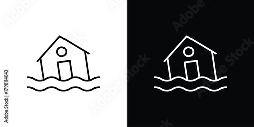 Flood icons vector.Editable stroke.linear style sign