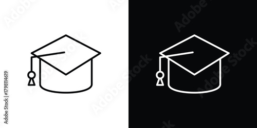 Graduation cap icons vector.Editable stroke.linear style sign