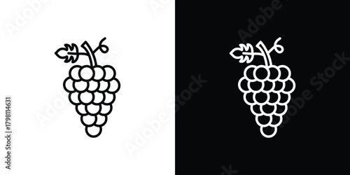 Grapes icons vector.Editable stroke.linear style sign
