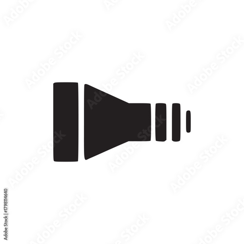 A black speaker icon with varying sound waves on a white background in a simple graphic style