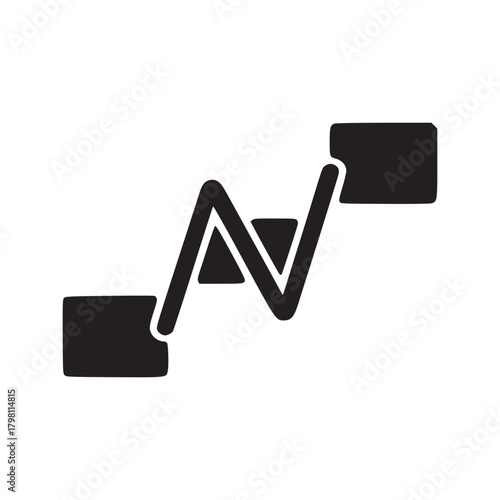 A minimalist black and white logo design featuring a stylized letter n connected to two rectangles