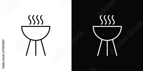 Grill icons vector.Editable stroke.linear style sign