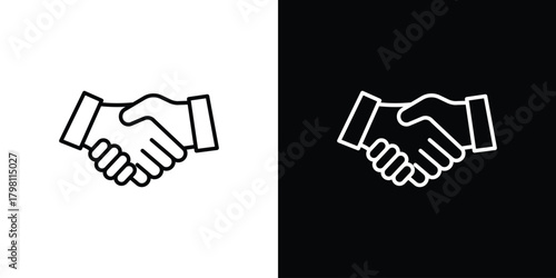 Handshake icons vector.Editable stroke.linear style sign