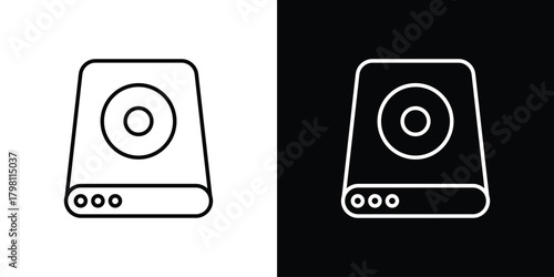 Hard drive icons vector.Editable stroke.linear style sign