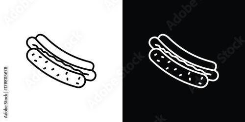 Hot dog icons vector.Editable stroke.linear style sign
