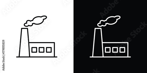 Industrial factory icons vector.Editable stroke.linear style sign