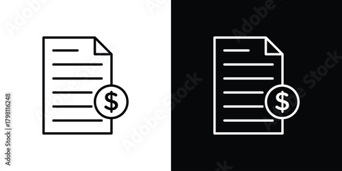 Invoice payment icons vector.Editable stroke.linear style sign