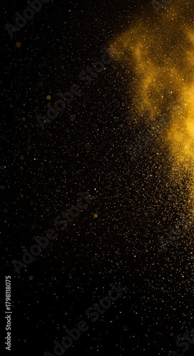 Wallpaper Mural Golden dust sparkling brilliantly against a deep black backdrop, creating a festive, luxurious abstract texture with ample space for text, vivid, dust, decorative Torontodigital.ca