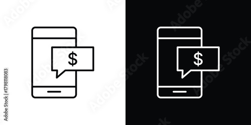 Mobile banking icons vector.Editable stroke.linear style sign