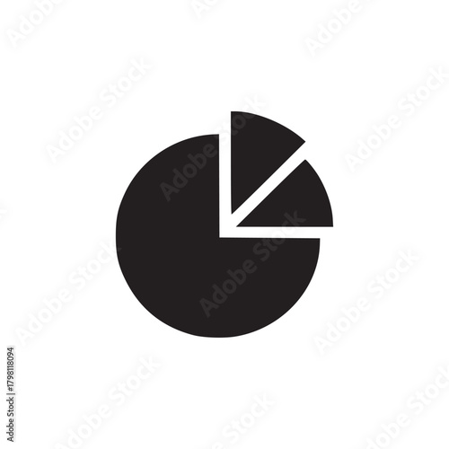 A simple black pie chart with two slices removed on a plain white background in a minimalist style