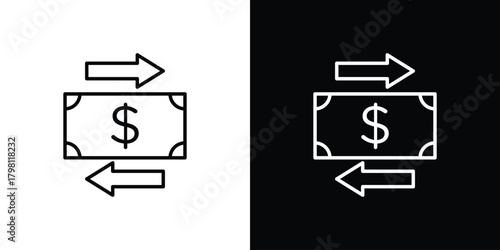 Money transfer icons vector.Editable stroke.linear style sign