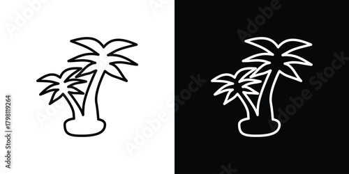 Palm tree icons vector.Editable stroke.linear style sign