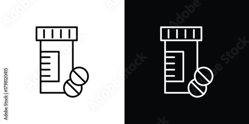 Pill bottle icons vector.Editable stroke.linear style sign