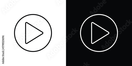 Play icons vector.Editable stroke.linear style sign