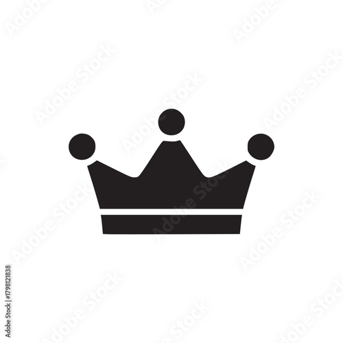 A simple black crown with three rounded points centered on a plain white background illustration