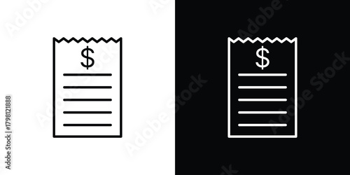 Receipt icons vector.Editable stroke.linear style sign