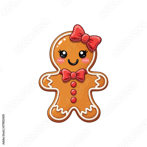 Cute gingerbread girl for christmas design
